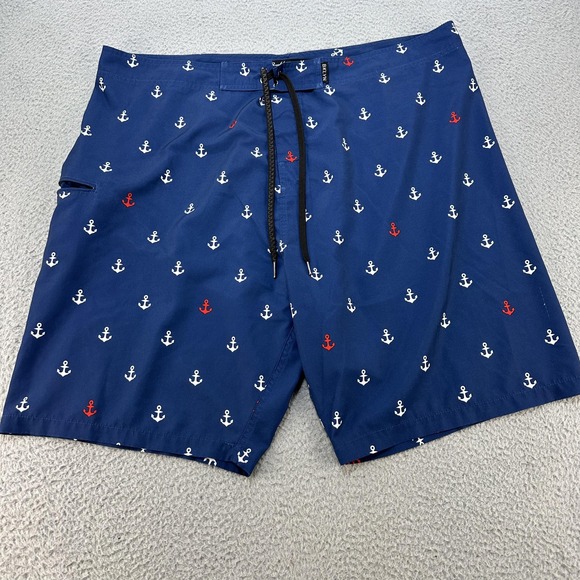 Brooklyn Cloth Other - Brooklyn‎ Cloth Boardshorts Mens 38 Navy Blue Anchor Print Stretch Swim Trunks